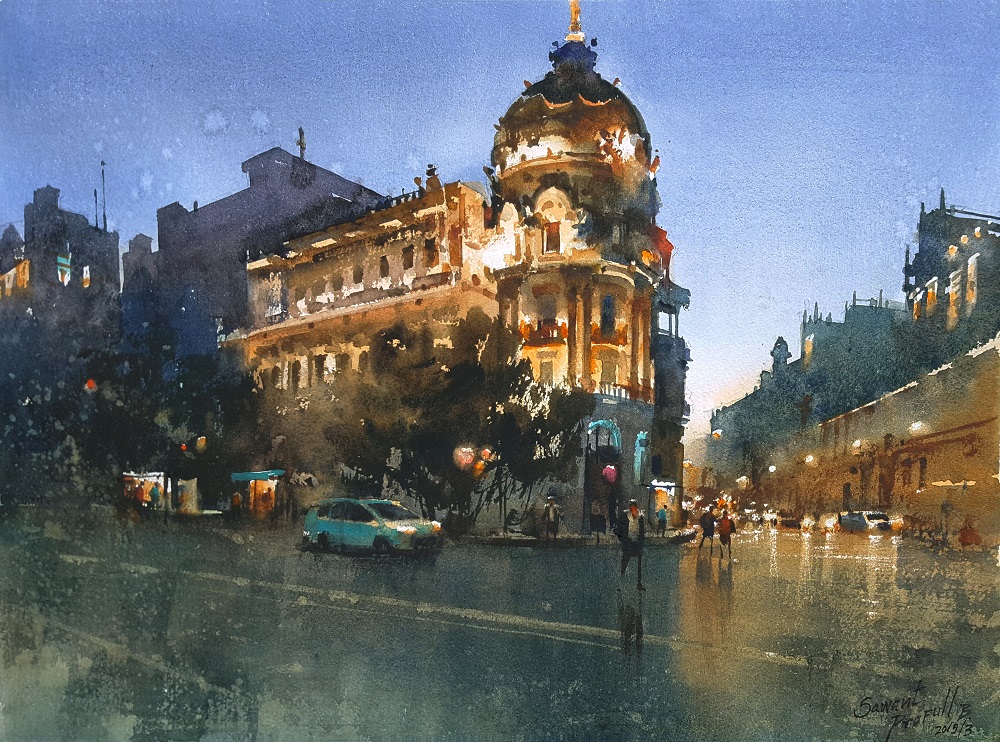 ds-bio-Prafull-Sawant-Night at Granvia Madrid- 25 x 37 cm.