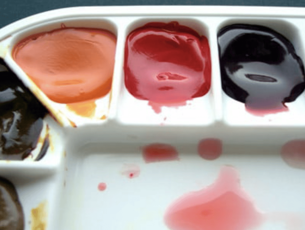 filling watercolor palette