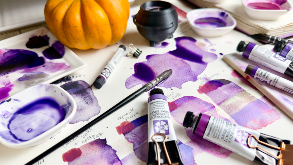 Witchy Watercolor Magic: Bewitching Purple Mixes for Spooky Season