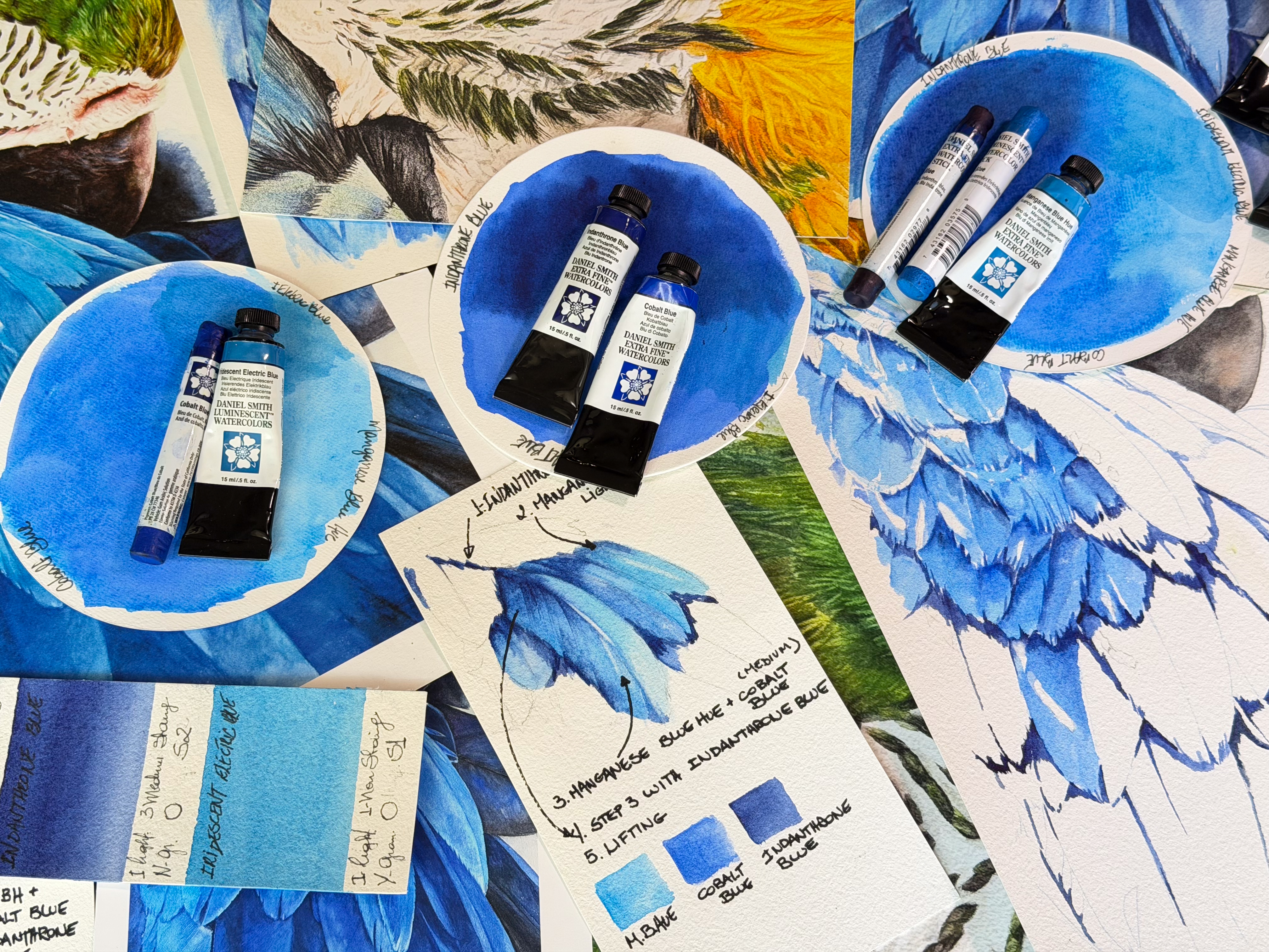 Painting Luminous Feathers with DANIEL SMITH Watercolors-10