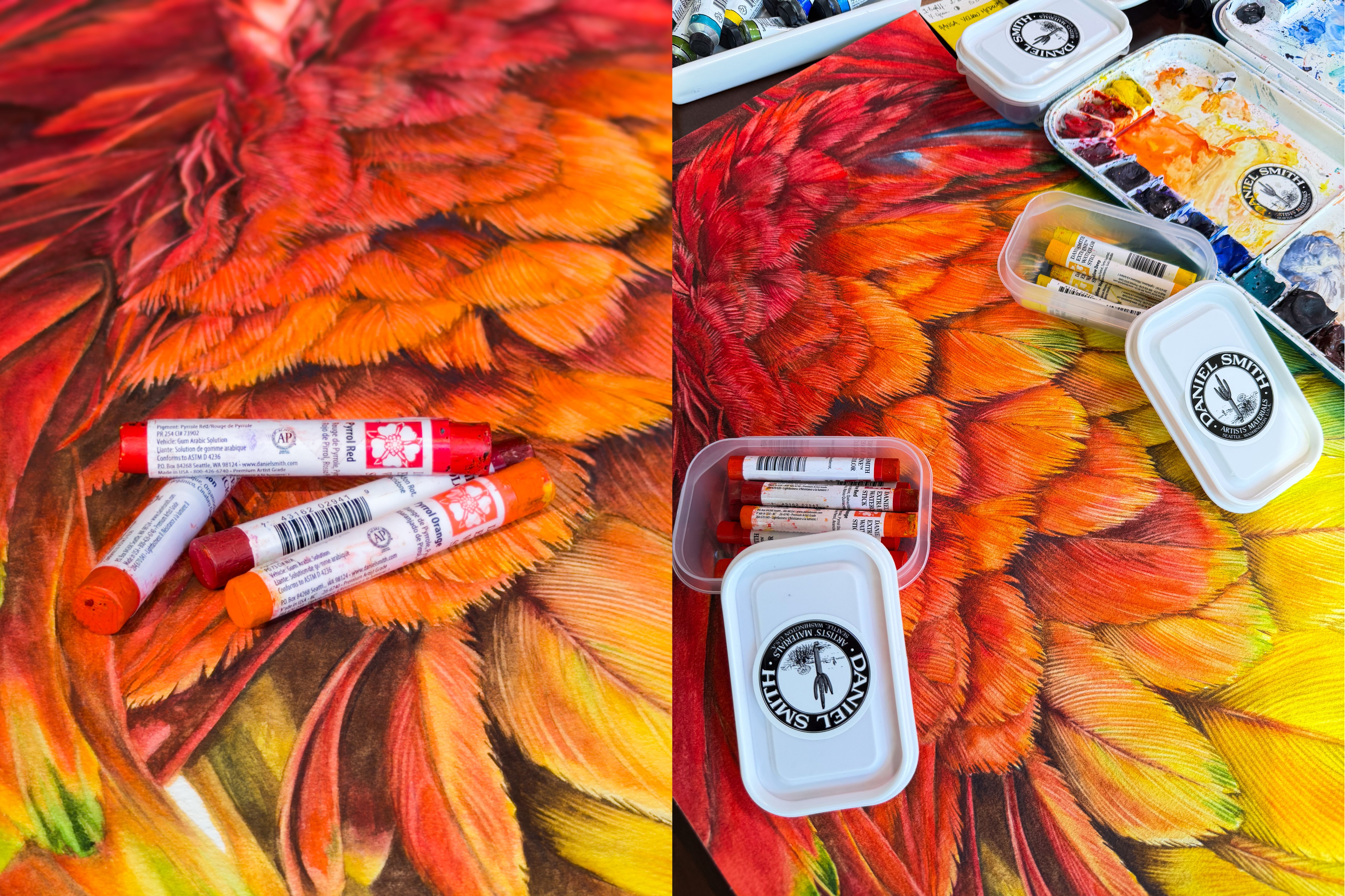 Painting Luminous Feathers with DANIEL SMITH Watercolors-34