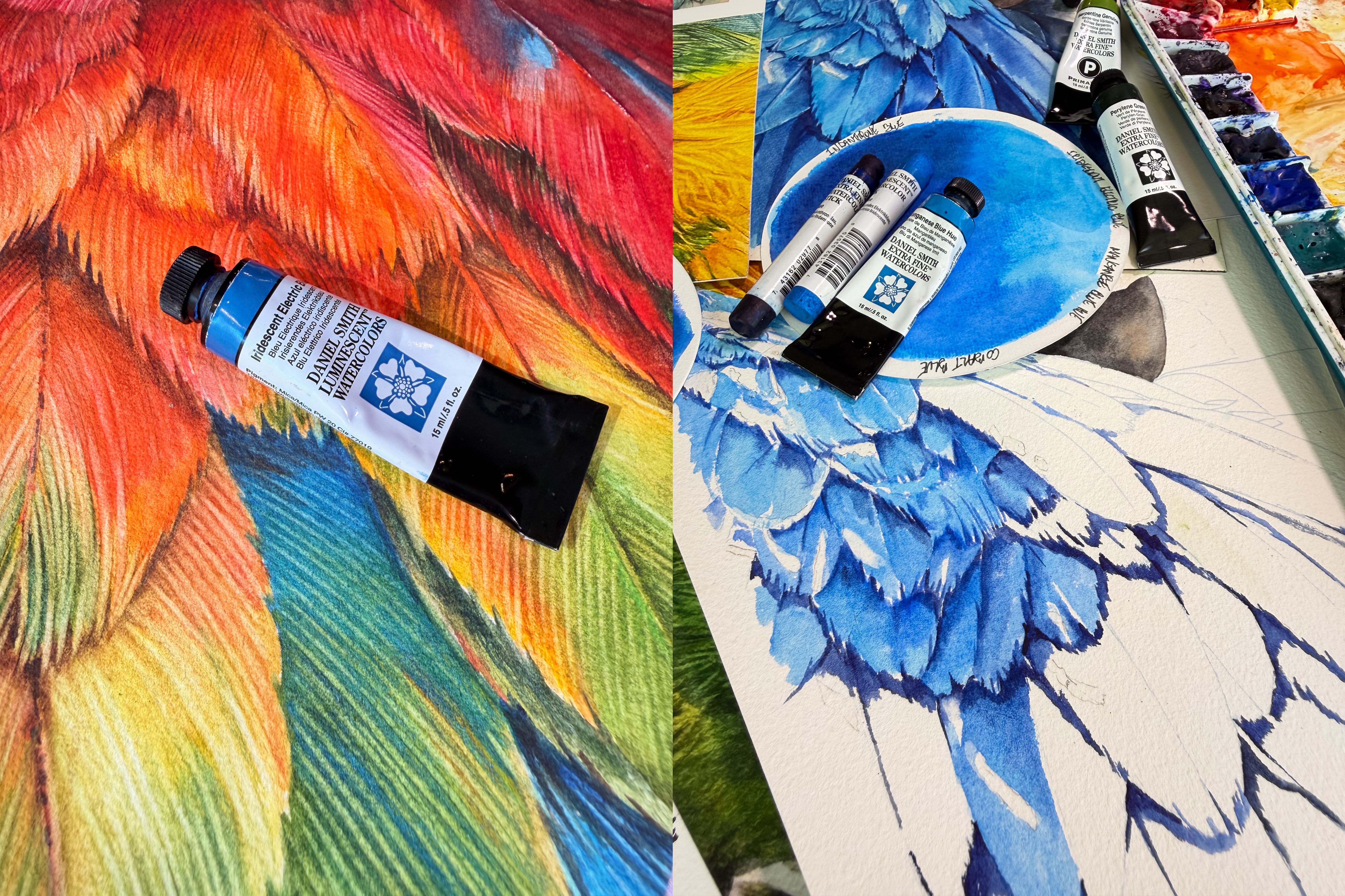 Painting Luminous Feathers with DANIEL SMITH Watercolors-35