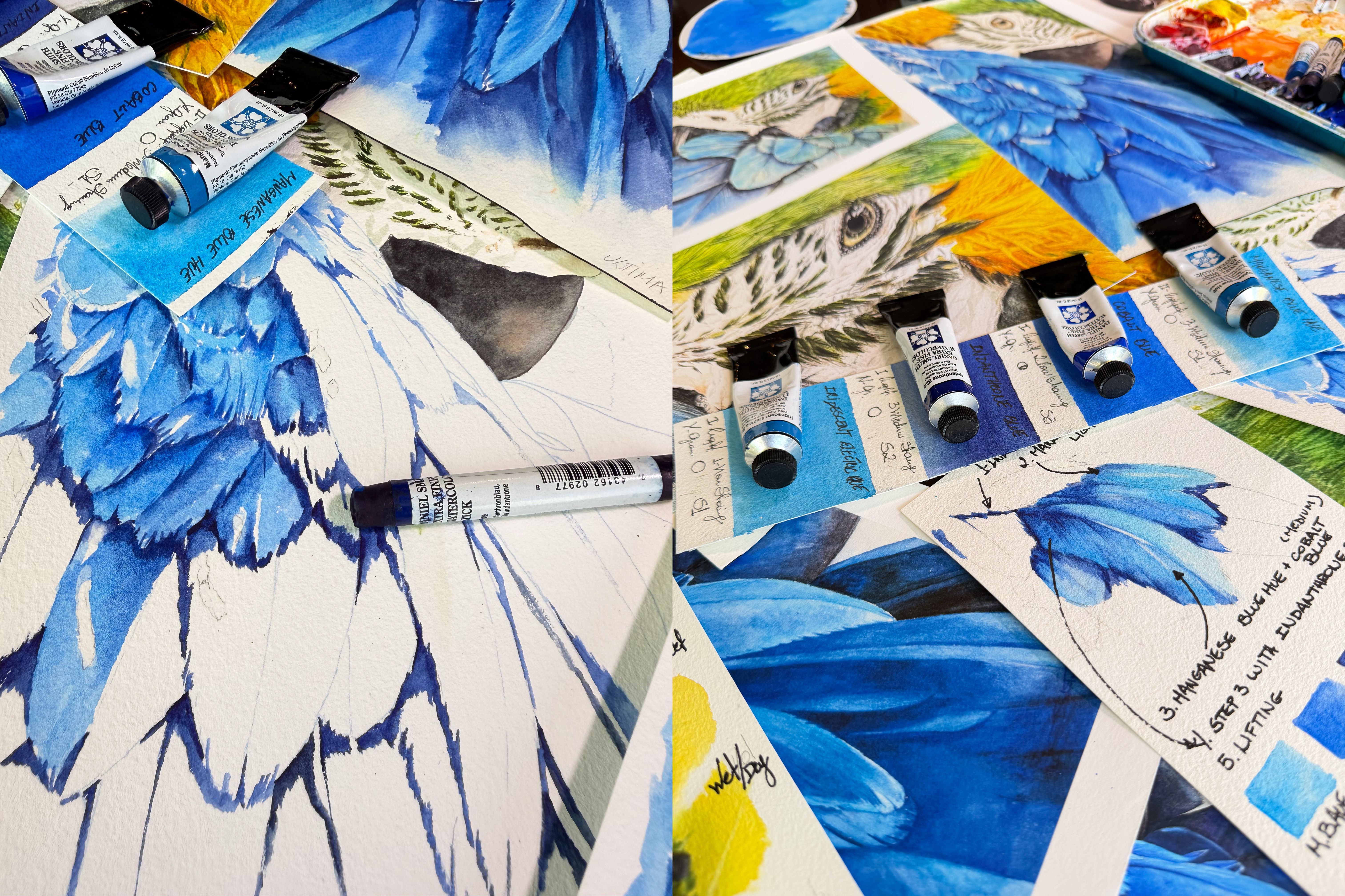 Painting Luminous Feathers with DANIEL SMITH Watercolors-36