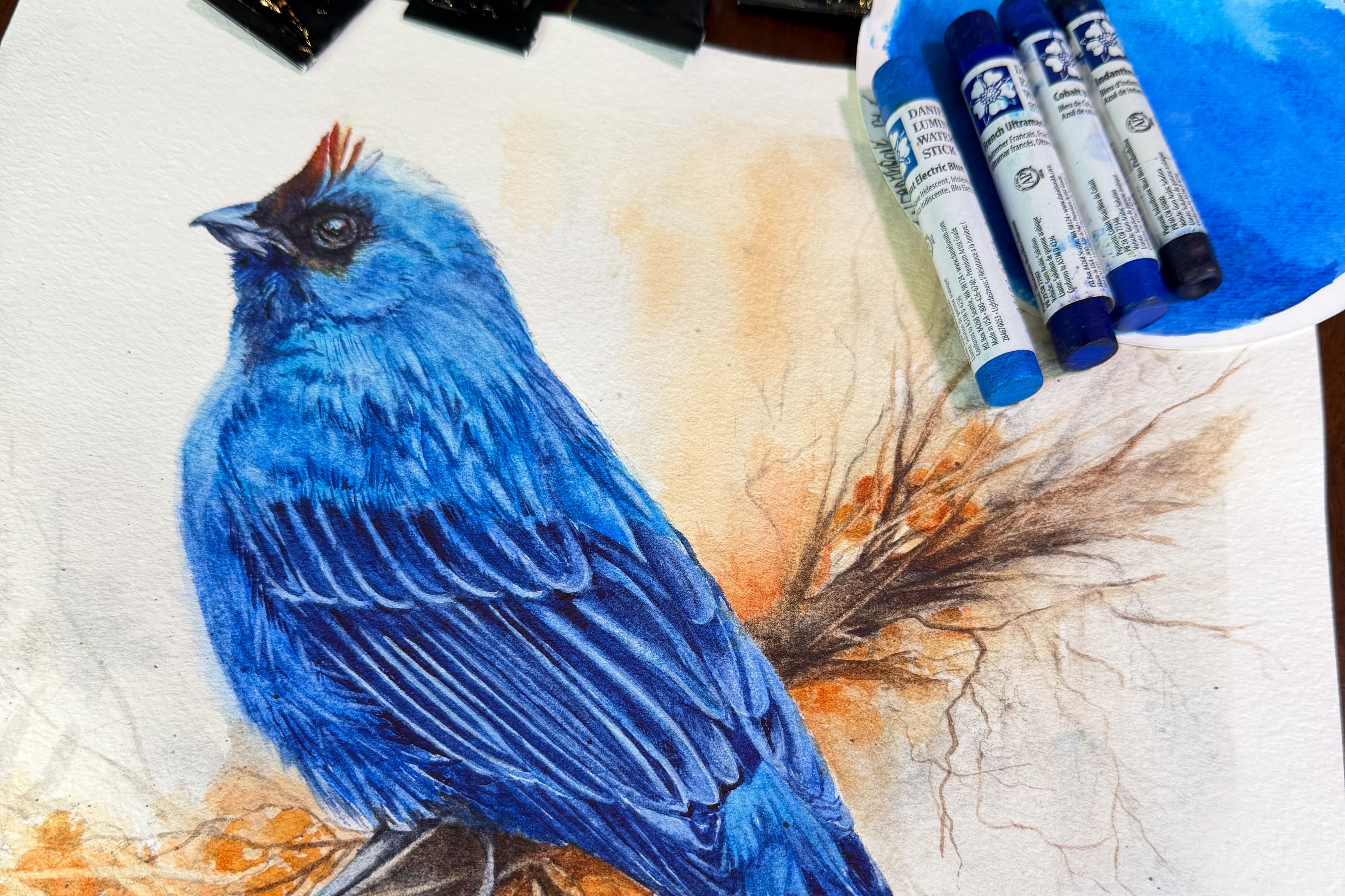 Painting Luminous Feathers with DANIEL SMITH Watercolors-37