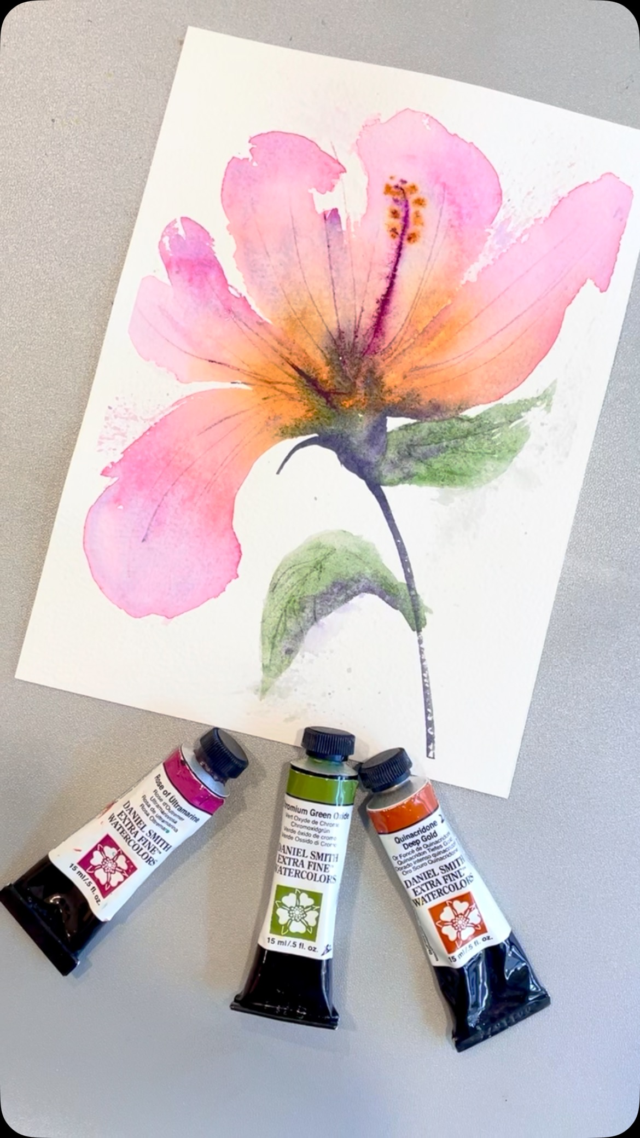 It’s Friday Fun Takeover Post by Brand Ambassador Alison Pinto @alisonpintoartColors used : Rose of Ultramarine, Quinacridone Deep Gold and Chromium Green Oxide  When you’re in the mood for just painting intuitively, the help of wonderful shades like Rose of Ultramarine goes a long way in making your strokes all the more expressive with its dual hues. Started with no idea where this was going - ended up somewhere that felt just right. No overthinking… just movement, mood, and magic.  That’s the joy of letting intuitive florals find you. Friday Fun is about just doing a little sketch and having fun with it. The mindfulness of a little doodling session quiets the mind, while the fact that it’s “just a quick sketch” sets you free from the pressure of results and lets you simply enjoy the process! The exercise might amount to nothing other than relax you, but the fun of playing might just surprise you!!”- Alison Pinto  Key to Alison’s process   “…I wet the surface with clear water, sometimes randomly, and drop in juicy paint and enjoy watching it burst across the dampened surface. I love working wet-into-wet because that’s when you see the pigments play best.” - Alison Pinto   Try it and share your experience with us, # hashtag us :) #danielsmith  #danielsmithartistmaterials  #danielsmithwatercolors
