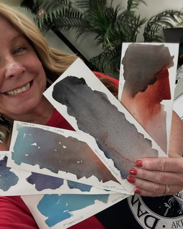 They are ❤️ Great color picks @buffykaufmanart  Thanks for sharing ! #Repost @buffykaufmanart・・・These swatches are gorgeous- gorgeous- gorgeous! ♥️ wonderful class today, love to you all! ..Color Diary 🏷️Quinacridone SiennaQuinacridone Magenta Phthalo Turquoise Phthalo Blue Red ShadeLunar EarthShadow Violet #danielsmith  #danielsmithartistsmaterials #danielsmithwatercolors #watercolorswatches #swatchingcolors #watercolorswatch