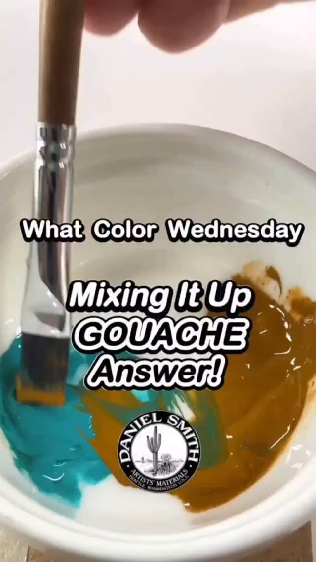 What Color Wednesday Mixing It Up Answer!⁠⁠Cobalt Teal Blue GOUACHE + Yellow Ochre GOUACHE ⁠⁠Do you have Yellow Ochre GOUACHE in your palette? How do you use this color?⁠⁠Let us see you mixing it up... share and tag us or leave a comment on this post.⁠⁠Shout out to artists who guessed it right and to all who tried. Thank You for welcoming back our What Color Wednesday with much enthusiasm!⁠⁠Yellow Ochre GOUACHE⁠https://danielsmith.com/color-stories/gouache/yellow-ochre-gouache/⁠Yellow Ochre is one of the earliest known earth pigments and was used by ancient man to paint on cave walls. Yellow Ochre has excellent lightfastness, plays well with other colors in mixtures, and is a standard in landscape palettes.Cobalt Teal Bluehttps://danielsmith.com/color-stories/gouache/cobalt-teal-blue-gouache/⁠Cobalt Teal Blue is a clear, bright greenish blue that’s perfect for gorgeous, tropical seas – both in mass tone and when mixed with white.⁠Gouache swatches are painted in two sections. The top is mass tone straight from the tube and the bottom is mixed 1:1:1 with paint, water and Titanium White.⁠⁠Available In: 15ml tubes⁠⁠#danielsmith #danielsmithgouache #danielsmithartistsmaterials #gouache #gouachemix
