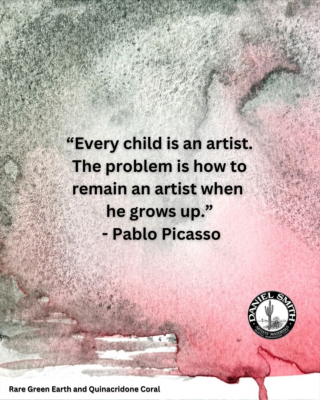 Do you agree with Pablo Picasso? We’d love to hear your thoughts. Leave a comment on this post ☺️#danielsmith #danielsmithartistsmaterials #danielsmithwatercolors #artconnects