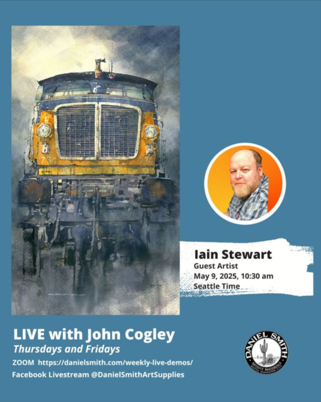 Look who’s returning as guest artist at Friday LIVE with John Cogley :) Don’t miss Brand Ambassador Iain Stewart @iainstew7 this Friday- May 9 at 10:30 am Seattle Time.Join us - link in bio or visit https://danielsmith.com/weekly-live-demos/#danielsmith #danielsmithartistsmaterials #danielsmithwatercolors #livewithjohncogley
