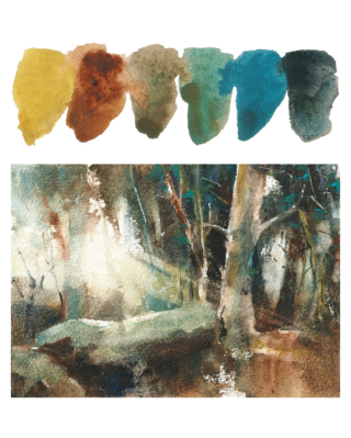 Beautiful color choice @daniwatercolors ☺️ Thanks for sharing and tagging us! Repost from @daniwatercolors•Limited watercolor palette of 5 colors for painting forest scenes and greenery💚You guys really enjoy these posts, so this is another color palette you can try for yourself!I also have many posts about color mixing under this hashtag: #daniwatercolors_colorBreakdown of this post:💛 Slide 1 - The mixes and the actual limited palette I created with just 5 colors, also the resulting painting💛 Slide 2 - original colors that were used: Cadmium Yellow Medium Hue, Burnt Umber, Cobalt Turquoise (by White Nights), French Ultramarine, Lunar Black💛 Slides 3,4,5 - random mixes created using all 5 colors together💛 Slide 6 - sneak peek of the process :)All my colors except for the turquoise are by @danielsmithartistsmaterials Happy painting, friends!.#danielsmith #danielsmithartistsmaterials  #danielsmithwatercolors #colorstudy #watercolortips #watercolortutorial