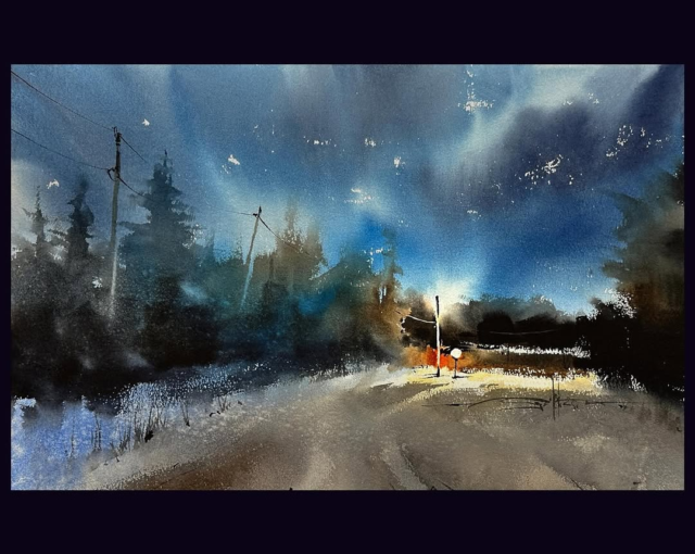 Magical! We love that blue and hint of yellow @michaelsolovyev  Thanks for sharing and tagging us. Repost from @michaelsolovyev•Michael SolovyevCanadian Winter Fairy Tale15 x 22 inchesWatercolour on paper@danielsmithartistsmaterials #danielsmith #danielsmithartistsmaterials #danielsmithwatercolors  #watercolor#watercolourartwork #watercolourlandscape #watercolourpaintings #watercolourartist