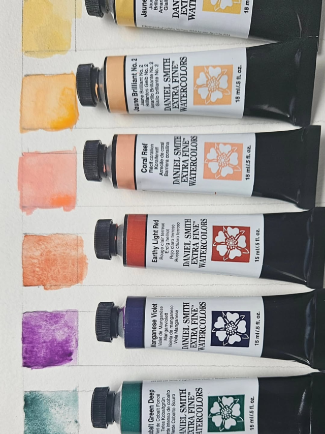 Beautifully swatched @agnes_geets  We’re excited for your new journey with the new colors.Repost from @agnes_geets•What a pleasure to have those new DS colors.I’ll try them out soon!#danielsmith #danielsmithartistsmaterials #danielsmithwatercolors #danielsmithwatercolors