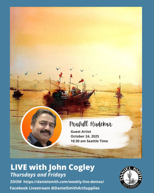 Connecting live from India for Friday LIVE (Oct.24) with John Cogley this week is Brand Ambassador Prafull Hudekar @captprafullhudekarDon’t miss this session—join us ,link in bio or visit 👉 https://danielsmith.com/weekly-live-demos/#danielsmith #danielsmithartistsmaterials #danielsmithwatercolors
