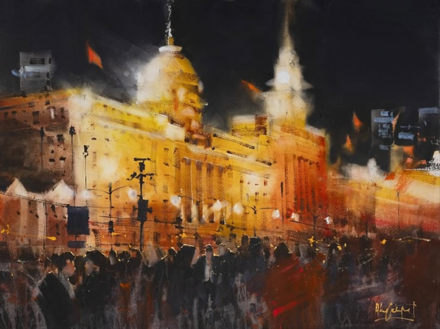 @alvaro.castagnet Glowing Shanghai! Thanks for sharing.Repost from @alvaro.castagnet•“Shanghai at night” 75 x 56cm ( 29” x22”) #danielsmith #danielsmithwatercolors #danielsmithartistsmaterials